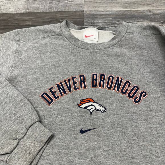 Vintage 90s Nike‎ Denver Broncos Gray Womens XL Center Swoosh Fleece Sweatshirt - Picture 1 of 10